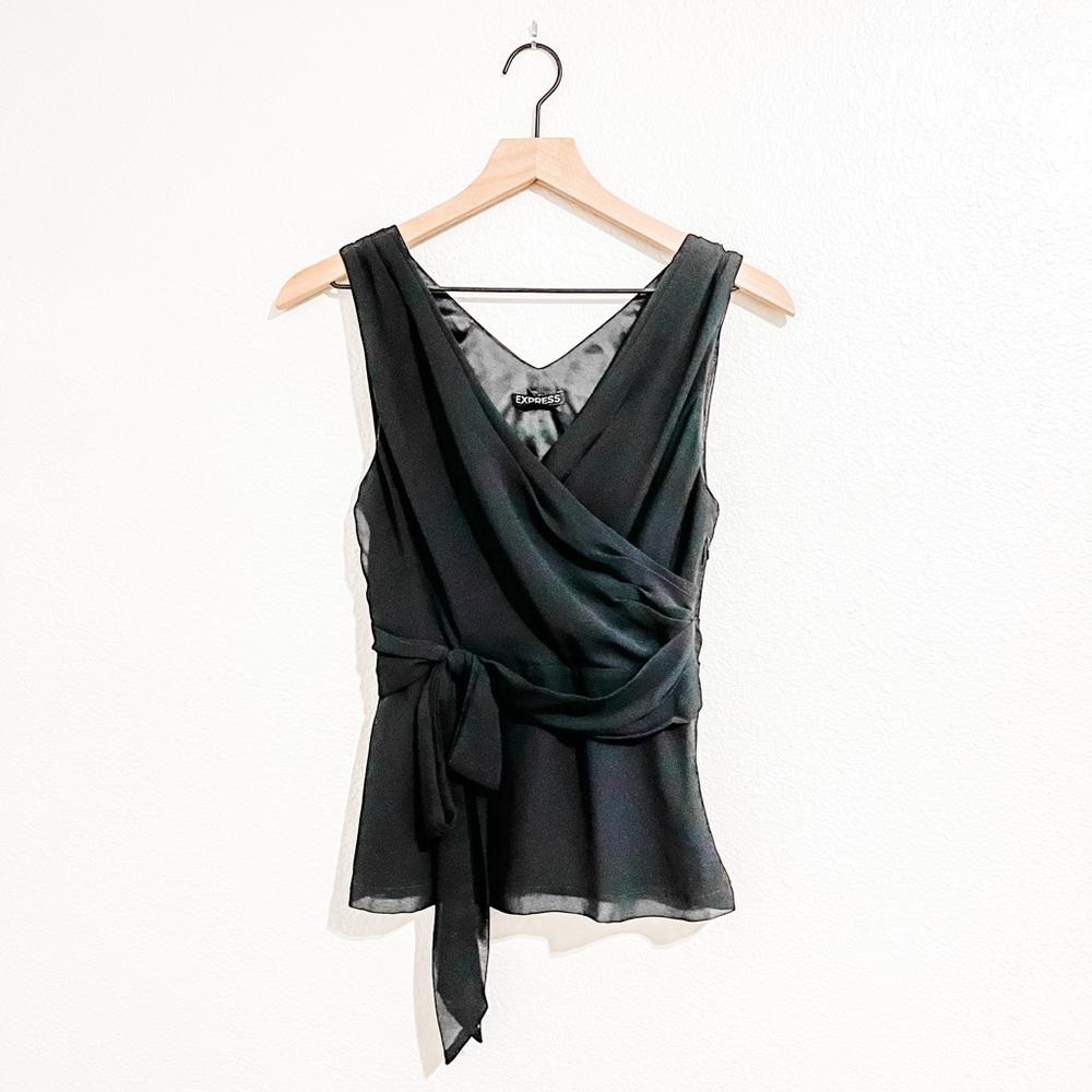 Express Charcoal Sleeveless Wrap Top